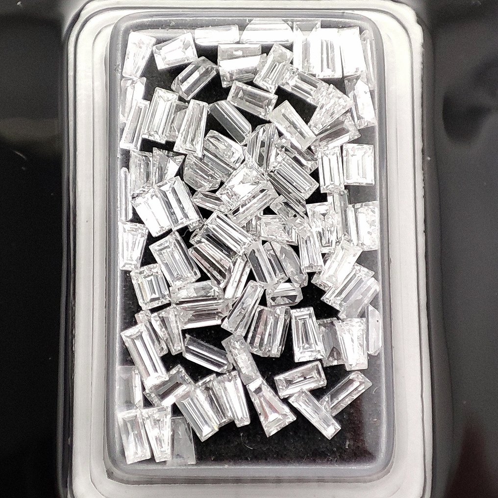 没有保留价 - 94 pcs 钻石 (天然) - 3.02 ct - 锥形 - D (无色), F - VS1 轻微内含一级 - 以色列宝石中心(G.C.I.) - Baguette 和锥形 #1.0