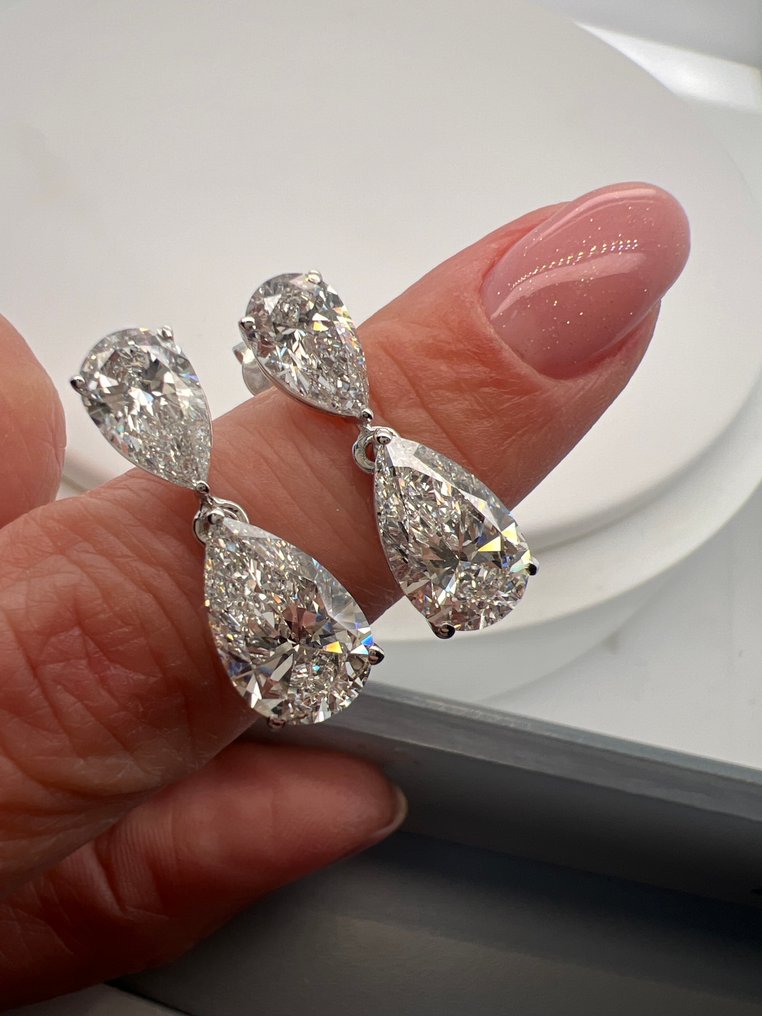 Σκουλαρίκια - 14 καράτια Λευκός χρυσός - 9.00ct. tw. Διαμάντι (Εργαστηριακής καλλιέργειας) - Διαμάντι #1.0