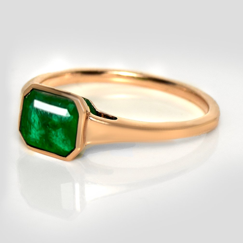 没有保留价 - 戒指 - 14K包金 IGI 1.48 克拉赞比亚浓郁绿色, 玫瑰金 祖母绿 #2.1