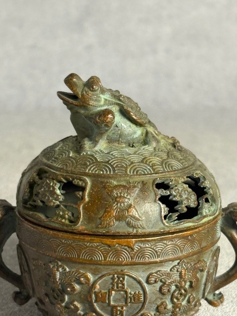 Bruciatore di incenso rana - Bronzo - Cina - Fine XX secolo #1.0