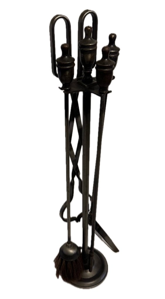 壁炉配件 (4) - 精美的古董铁铸造和锻造壁炉套装 - 熟铁 #1.0