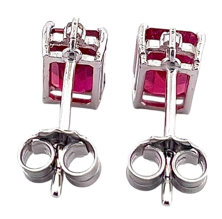 χωρίς τιμή ασφαλείας - Σκουλαρίκια - 18 καράτια Λευκός χρυσός Ρουμπίνι - Διαμάντι #4.3