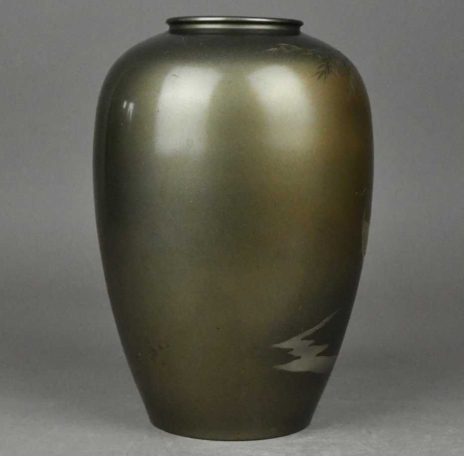 Βάζο - Χαλκός - Shūhō秀峯 - Ιαπωνία - Meiji period (1868-1912) - λουλούδι/βάζο/μπάμπού/περιστέρι #4.3