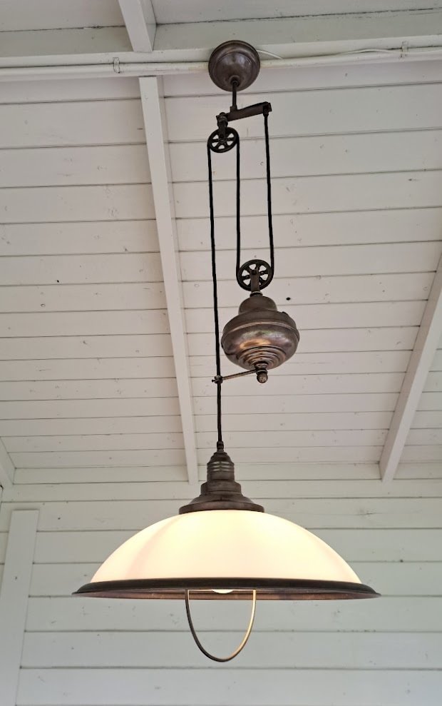 Plafoniera - Pendellamp regolabile in altezza - Ottone / bronzo. #2.1