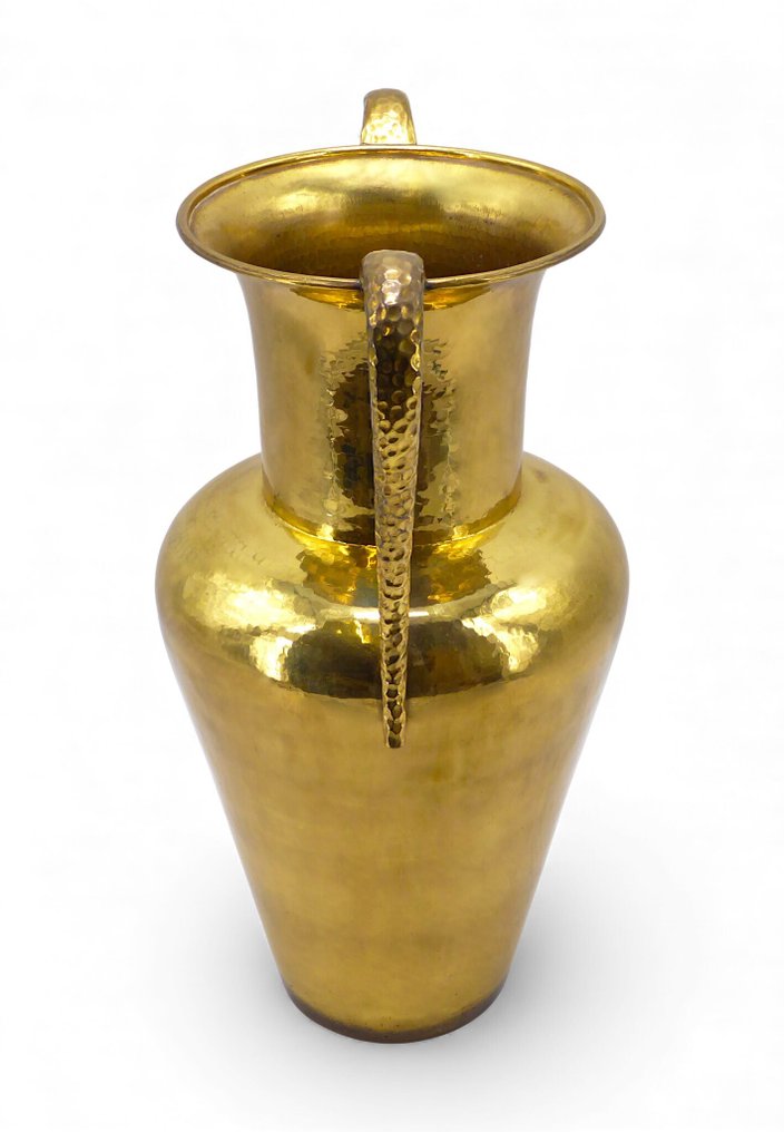 Regenschirmständer/-ablage - Vintage XXL (70 cm) - Mod. "Amphorèus" in Form einer Amphore, mit geprägtem Körper, 1960er Jahre - Vergoldetes Kupfer #3.2