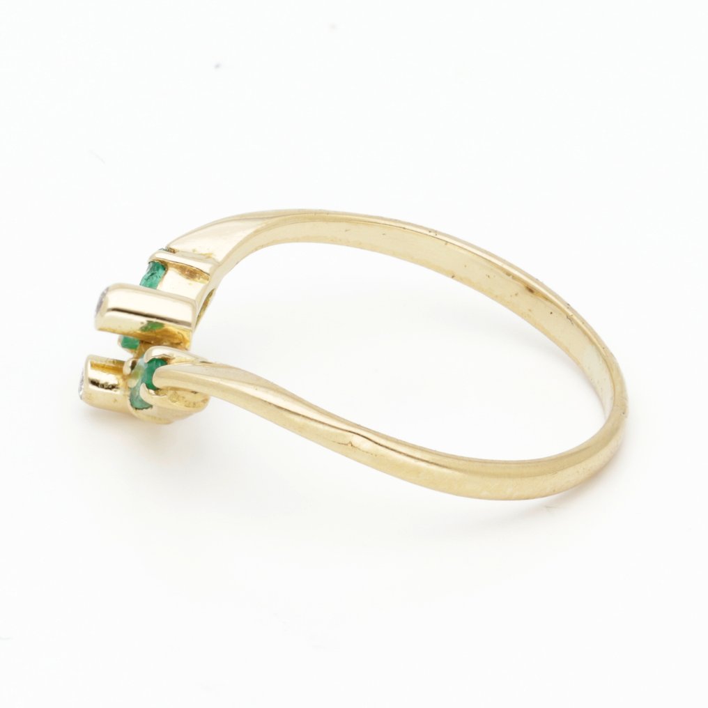 Ring - 18 kt. Yellow gold Emerald - Diamond #2.1