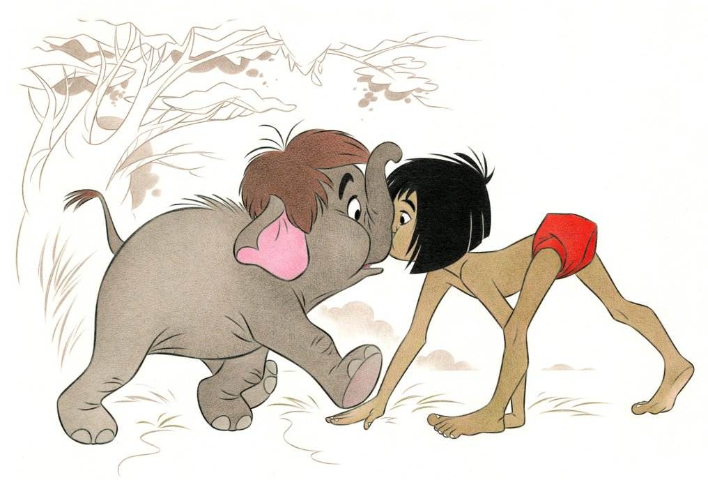 Jaume Esteve - Mowgli & Hathi Jr. [Het Jungle Boek, 1967] - Hand-Signed #2.1
