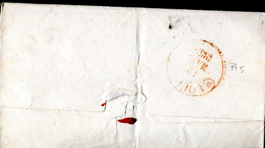 Italian Ancient States - Naples 1858 - Canceled notes placed on the verso. - Sassone 7c. #2.1