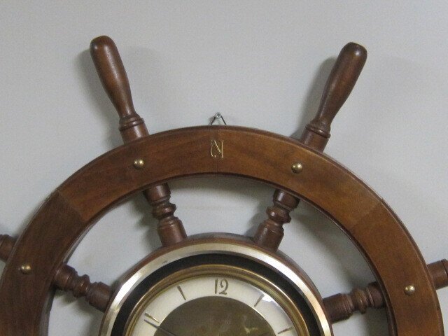 Bulkhead clock/Ship's Clock - Vintage Wood - 1960-1970, 1970-1980 - ship's wheel #2.1