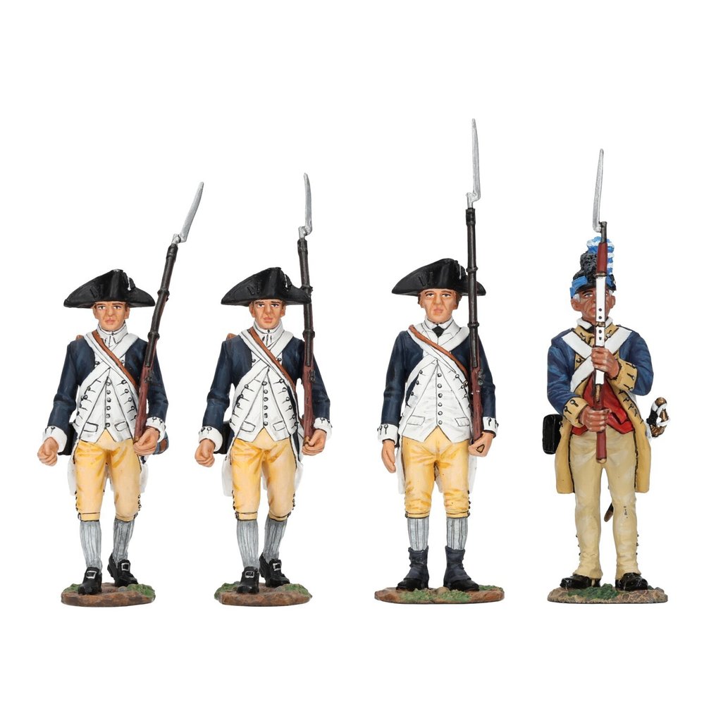 King & Country - American Revolution - 1776 American War of Independence - Φιγούρα - AR059 "Marching With Rifle" / AR060 “Standing with Rifle” / AR074 “Guardsman Presenting Arms” - Λευκό μέταλλο #1.0