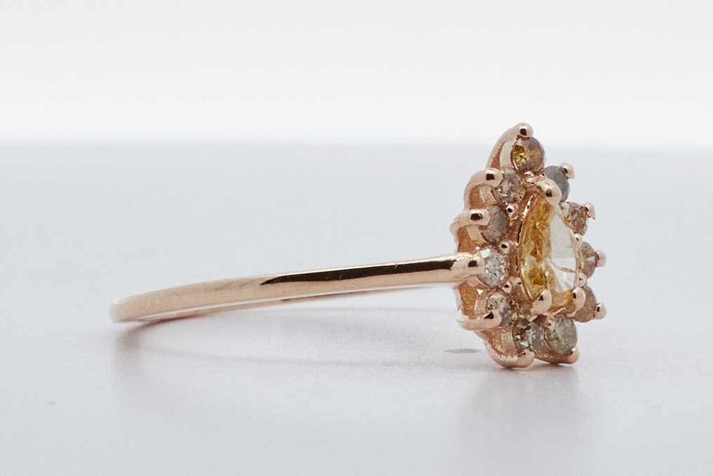 χωρίς τιμή ασφαλείας - Δαχτυλίδι - 14 καράτια Κίτρινο χρυσό -  0.30ct. tw. Διαμάντι (Φυσικού χρώματος) #1.0