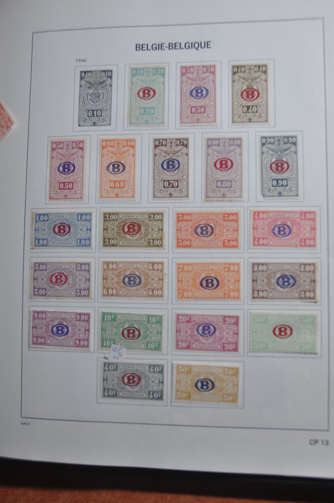 比利時  - 2个DAVO相册和存货簿中的收藏，附带数量和邮戳在碎片上的信息。 #2.1