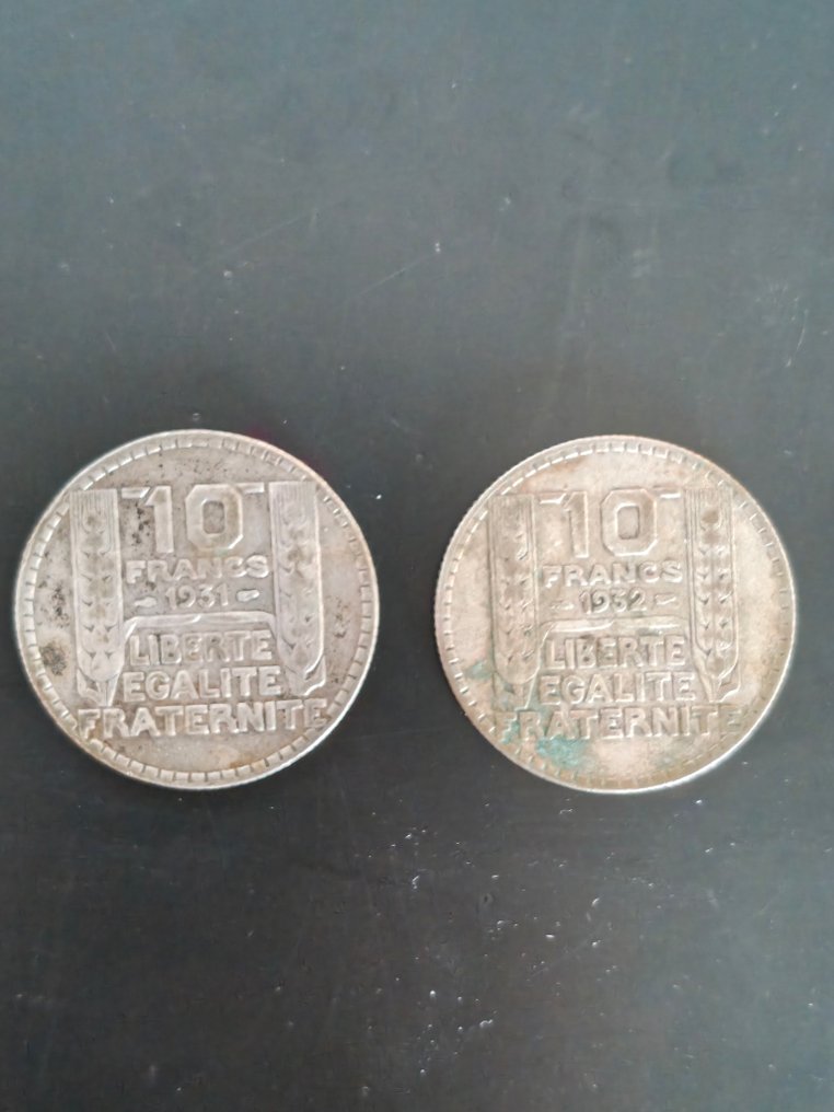Frankrijk. 10 Francs 1931/1934 Turin (lot de 10 monnaies en argent)  (Zonder minimumprijs) #4.3