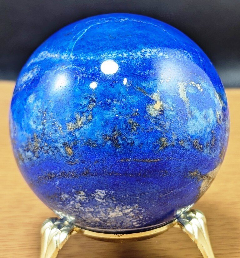 Φυσικό Λαπίς Λάζουλι Σφαίρα από θεραπευτική πέτρα - Ύψος: 72 mm - Πλάτος: 72 mm- 560 g - (1) #1.0