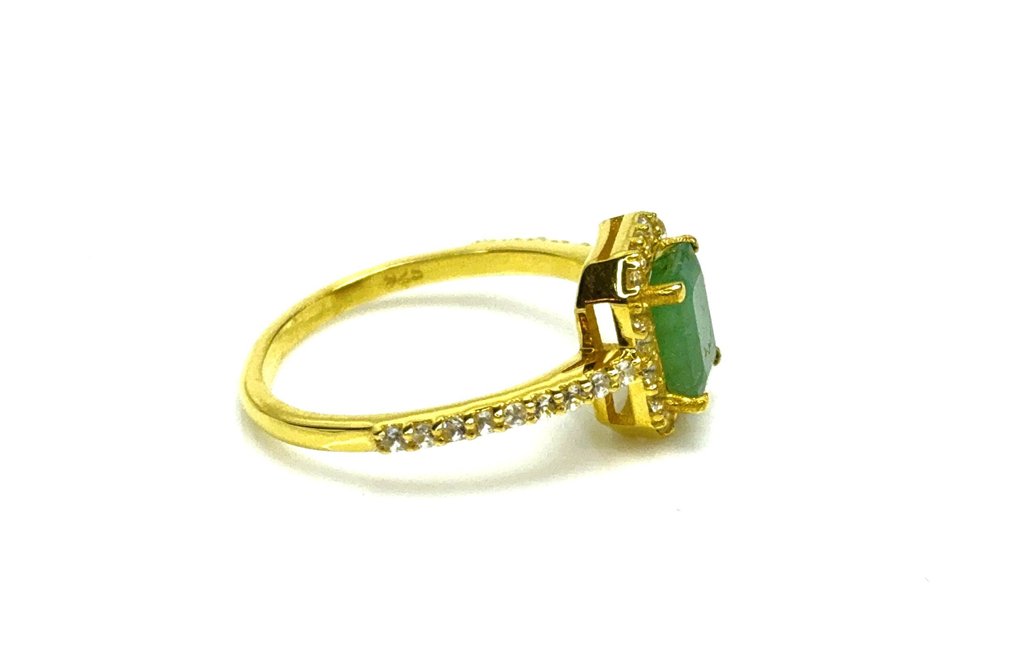 χωρίς τιμή ασφαλείας - Statement δαχτυλίδι Ασημί -  1.46ct. tw. Σμαράγδι - Τοπάζιο - Ανθρακωμένος Σκουλαρίκι #4.3