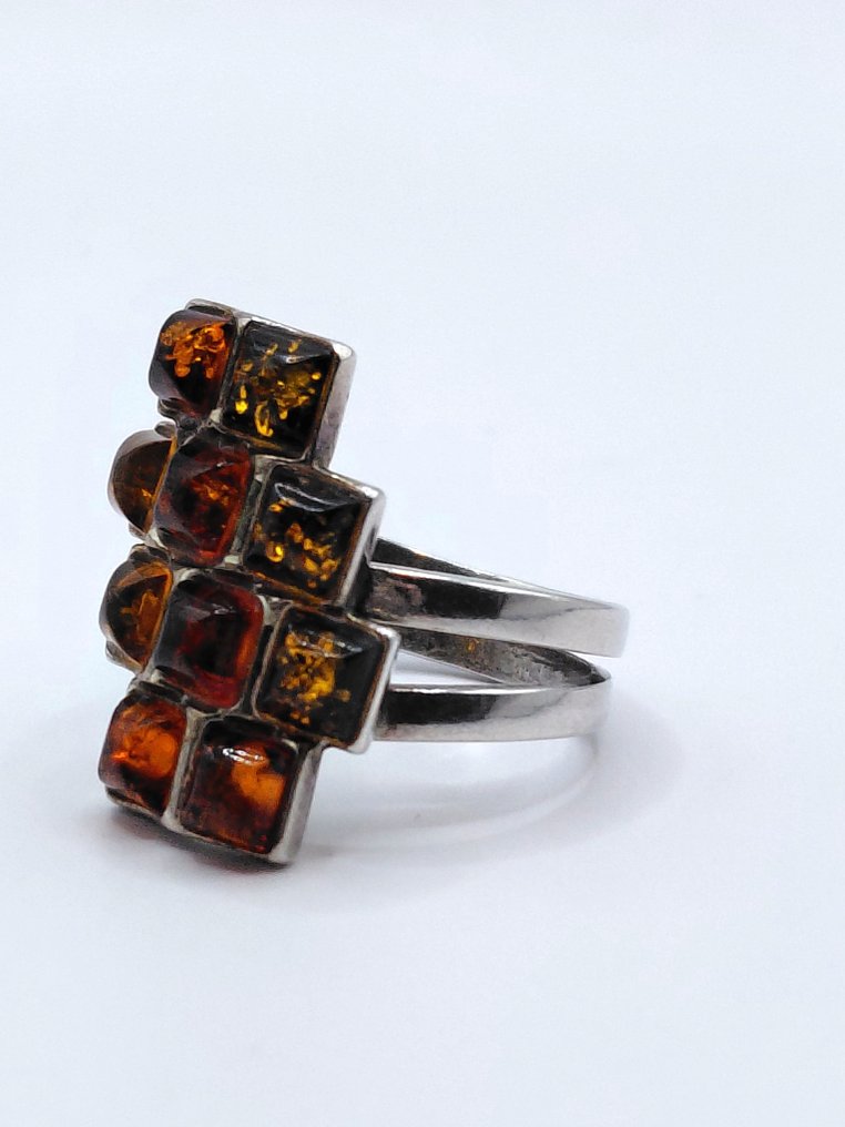 没有保留价 - 戒指 银 琥珀 #2.1