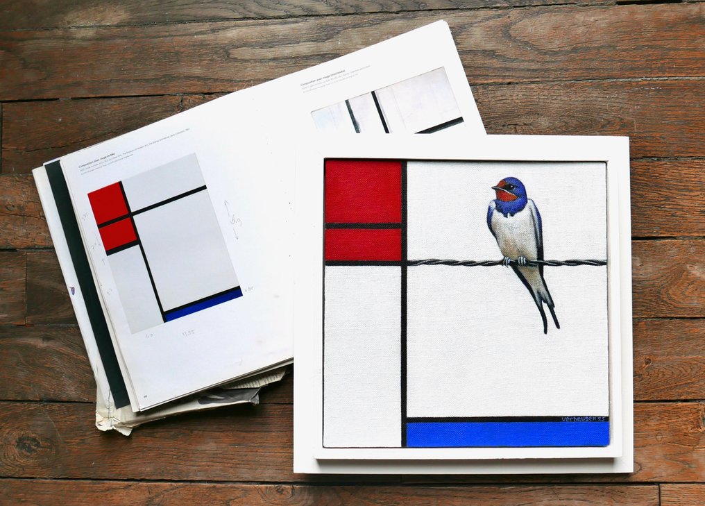 Jos Verheugen - Free after Mondriaan, with Swallows (M1083) #2.1
