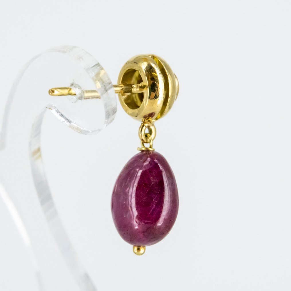 耳环 - 18K包金 黄金 红宝石 - 钻石 #2.1