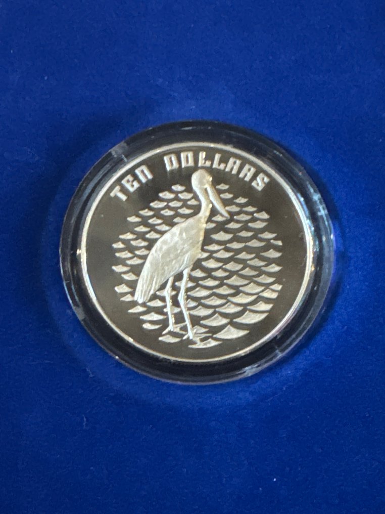 Australia. 10 Dollars 1991 - Jabiru- Birds of Australia - 20g with COA and BOX  (No reserve price) #1.0