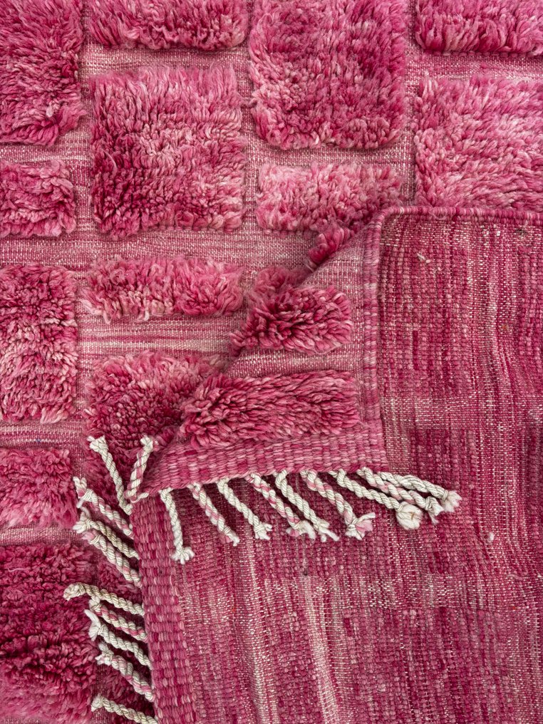 Μοντέρνο ροζ χειροποίητο μαροκινό χαλί από μαλλί. - Χαλί - 320 cm - 200 cm - Χειροποίητο χαλί από μαλλί #2.1