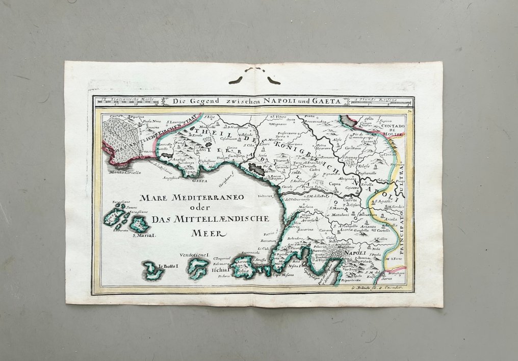 Italia - Napels, Gaeta; J. Stridbeck Jr. / G. Bodenehr - Die Gegend zwischen Napoli und Gaeta - 1701-1720 #1.0