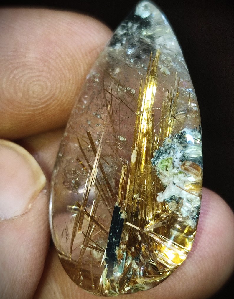 Όμορφο Πολύ Σπάνιο Φυσικό Χρυσό Ρουτιλιασμένο Κρύσταλλο Quartz Δείγμα - Δωρεάν αποστολή- 15.49 g #3.2