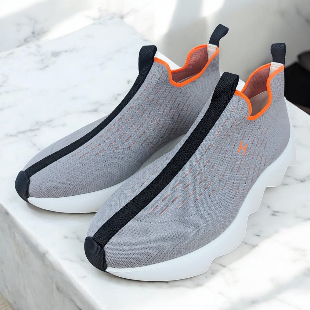 Hermès - "Eclair" Sneakers in Knit and Calfskin (Size 42 1/2) - Sneakers - Size: EU 42 #1.0