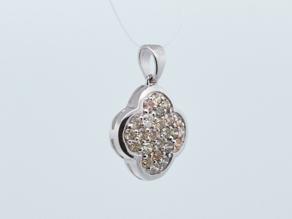 Nincs minimálár - Függő - 14 kt. Fehér arany -  0.42ct. tw. Gyémánt (Természetes színű) #1.0