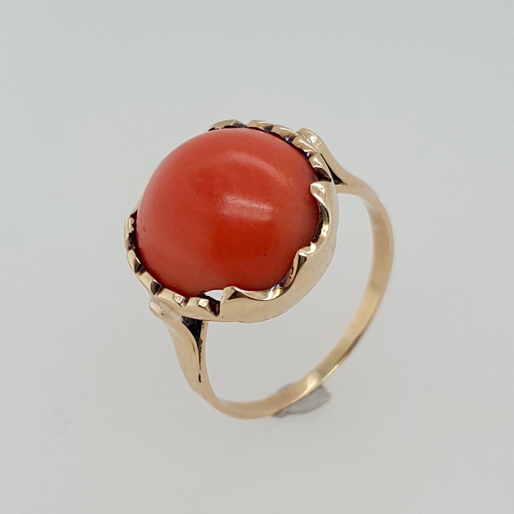 Δαχτυλίδι - 14 καράτια Κίτρινο χρυσό Κοράλλι αίματος #1.0