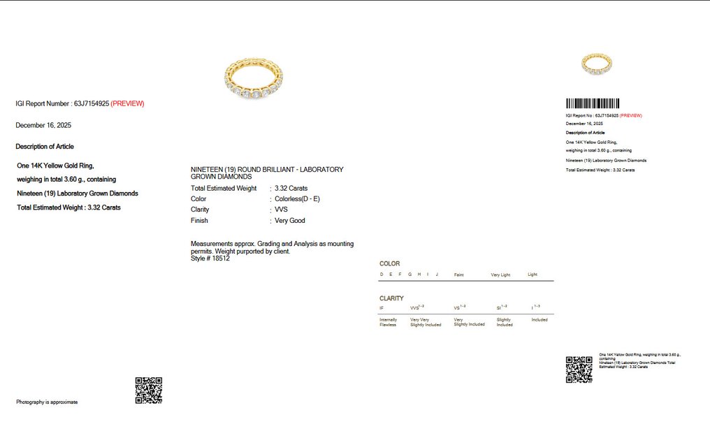 χωρίς τιμή ασφαλείας - Δαχτυλίδι αιωνιότητας - 14 καράτια Κίτρινο χρυσό -  3.32ct. tw. Διαμάντι (Εργαστηριακής καλλιέργειας) - D-E VVS IGI #1.0