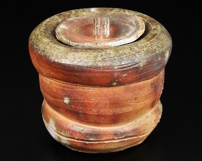 Tanba Mizusashi - Faceted Fresh Water Container with Ash Glaze - Stoneware - 西端正 Nishihata Tadashi (1948-) - Japan - 1900-2000 #4.3