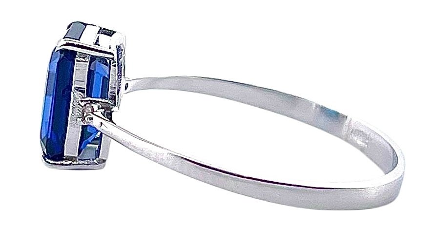 Sans prix de réserve - Bague - 18 carats Or blanc Saphir - Diamant #4.3