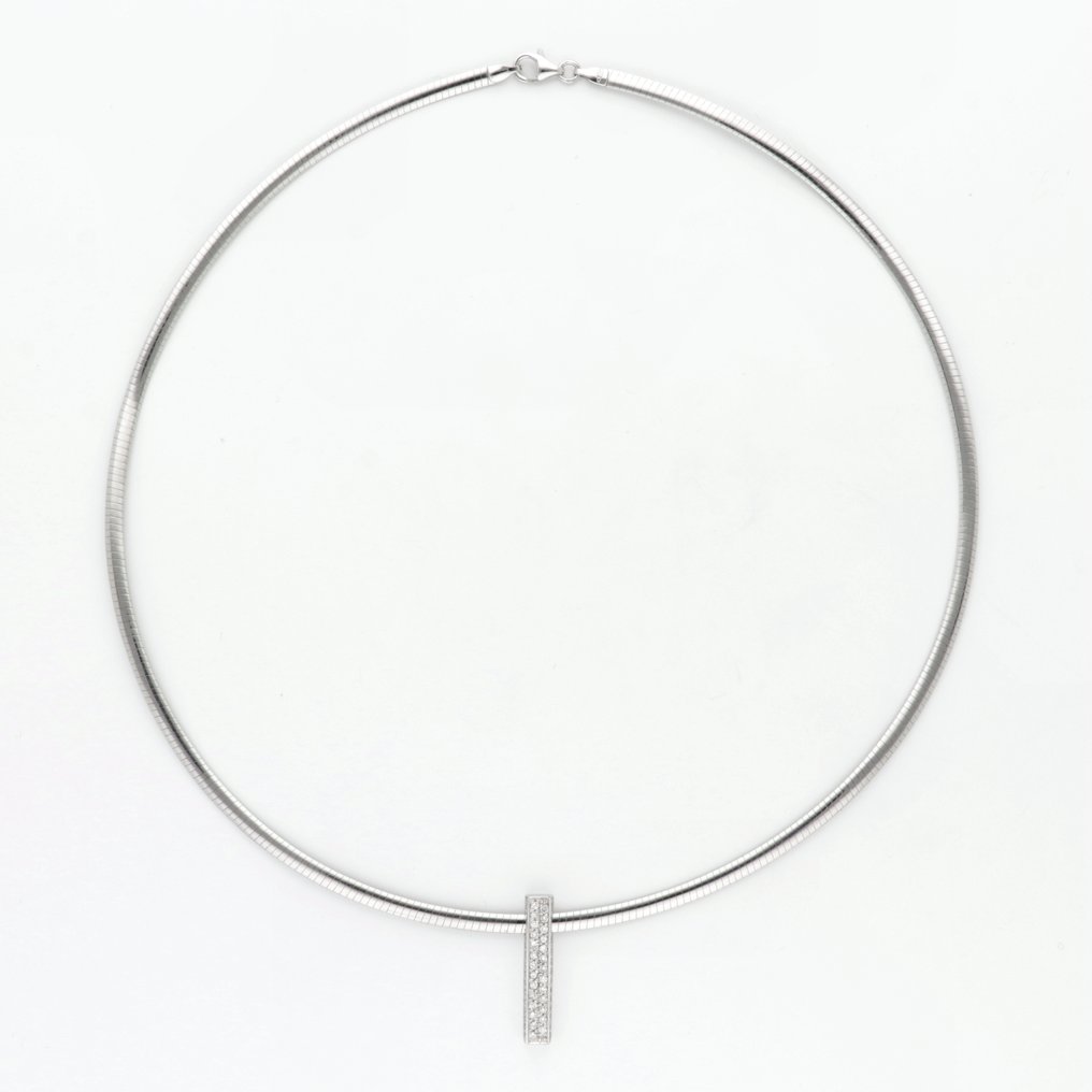 Κολιέ με μενταγιόν - 14 καράτια Λευκός χρυσός Διαμάντι (Φυσικό)  #1.0