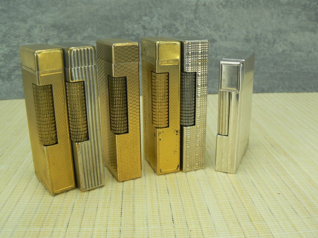 S.T. Dupont - Lot de 6 briquets ( 5 briquets Dunhill & 1 briquet Dupont ) - Accendino tascabile - Placcato oro o placcato argento. #1.0