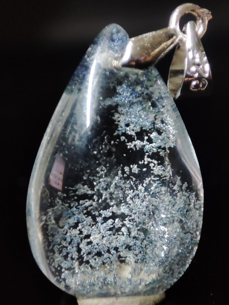 Sehr schöne seltene Phantom Quartz Kristall Anhänger 925 Silber Pinch Bail Kostenloser Versand - Anhänger #2.1