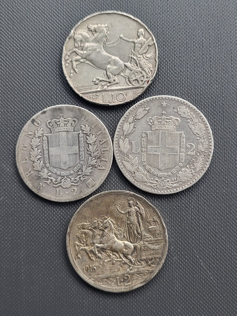 Ιταλία. Vittorio Emanuele III. Lotto 4 monete in argent  (χωρίς τιμή ασφαλείας) #1.0
