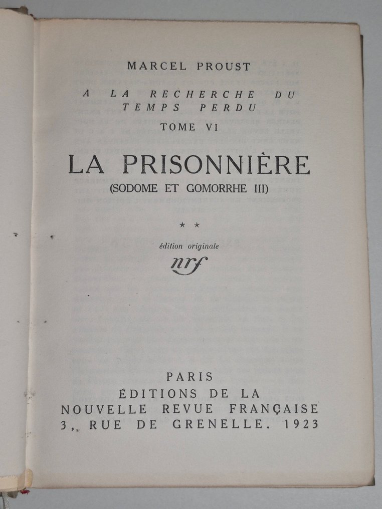 Marcel Proust - La Prisonnière" [Edition Originale NRF] - 1923 #3.2