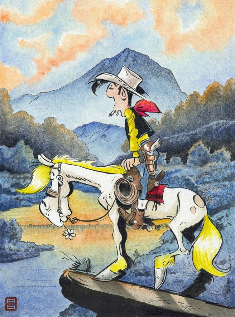 Kodo88 Giclée - Lucky Luke at Mount Fuji ラッキー・ルーク – Limited Edition (5/10) – Hand Signed #4.3