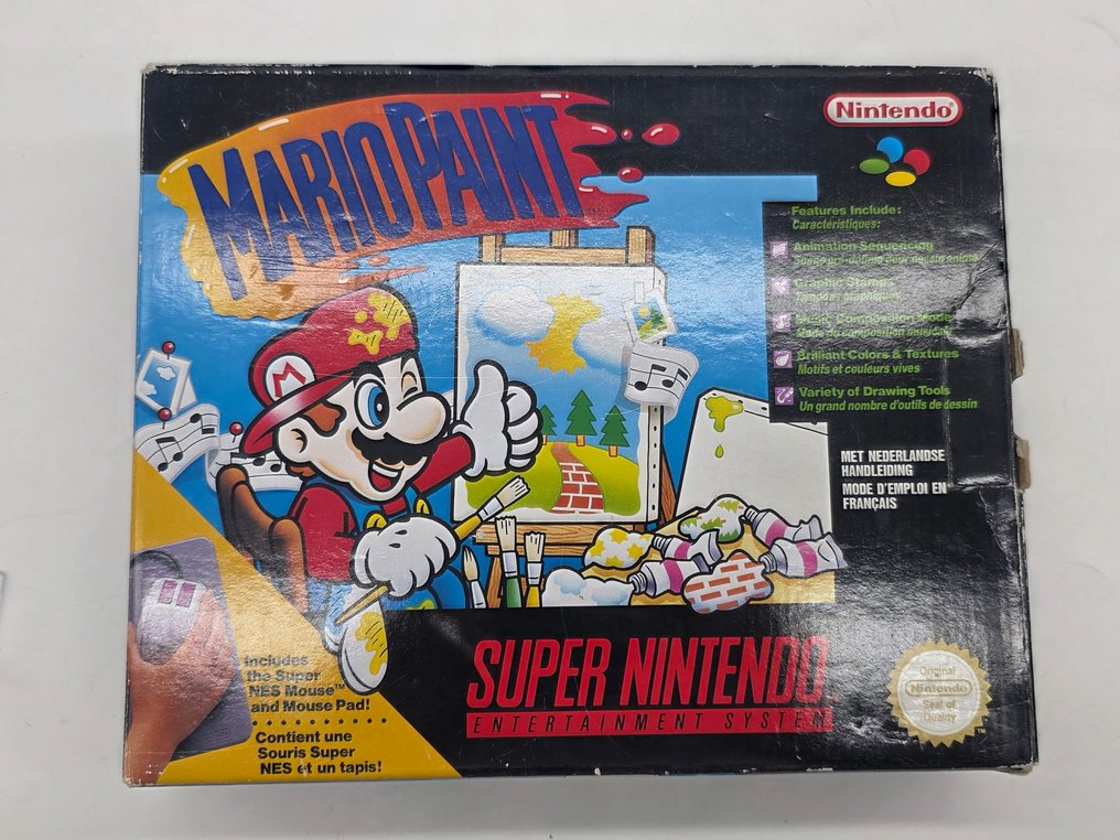 Nintendo - Snes - Super Mario Paint - First edition FAH FRA - POSTER - Original Receipt- Sealed on 1 side - Video game console + games - In original box #2.1