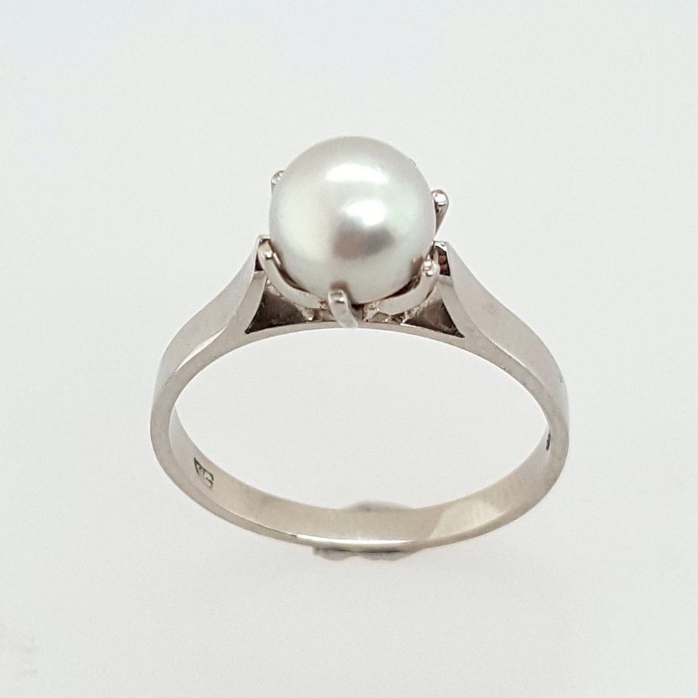 χωρίς τιμή ασφαλείας - Δαχτυλίδι - 14 καράτια Λευκός χρυσός Μαργαριτάρι #2.1