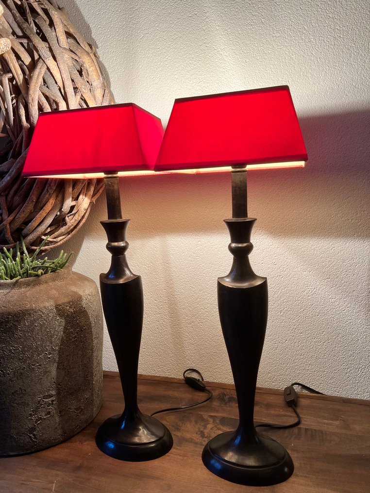 檯燈 (2) - 经典款 XL 烛台台灯，黑色/棕色金属 - Metaalsoort - 法国优雅 #4.3