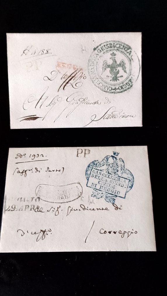 意大利 1820/1865 - 带有起始邮戳的未邮资封信和未邮资信件的邮票预印信件批次,按文件夹整理。 - sassone annullamenti #4.3