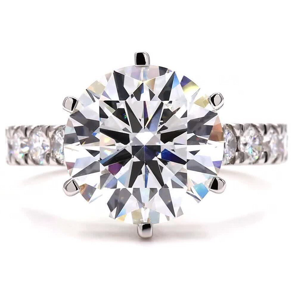 Zonder minimumprijs - Ring Platina -  6.09ct. tw. Diamant (Lab-grown) - Diamant - E (kleur) #2.1