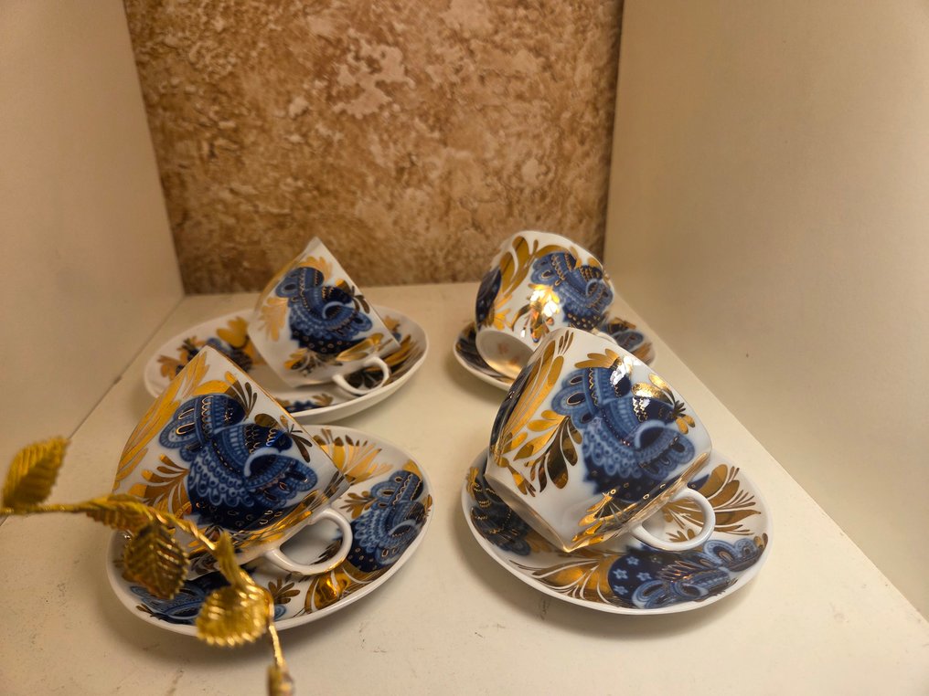 Lomonosov Imperial Porcelain Factory - Coffee set for 6 (9) - Porcelain - Golden garden #2.1