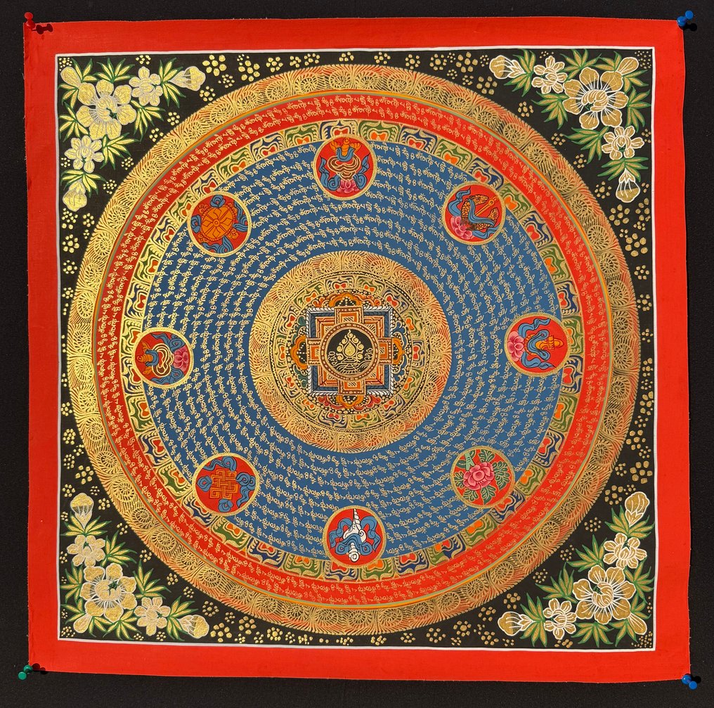 Netra Lama’s Om Mantra Mandala thangka painting - cotton canvas - Netra lama - Nepal - 21st century #1.0