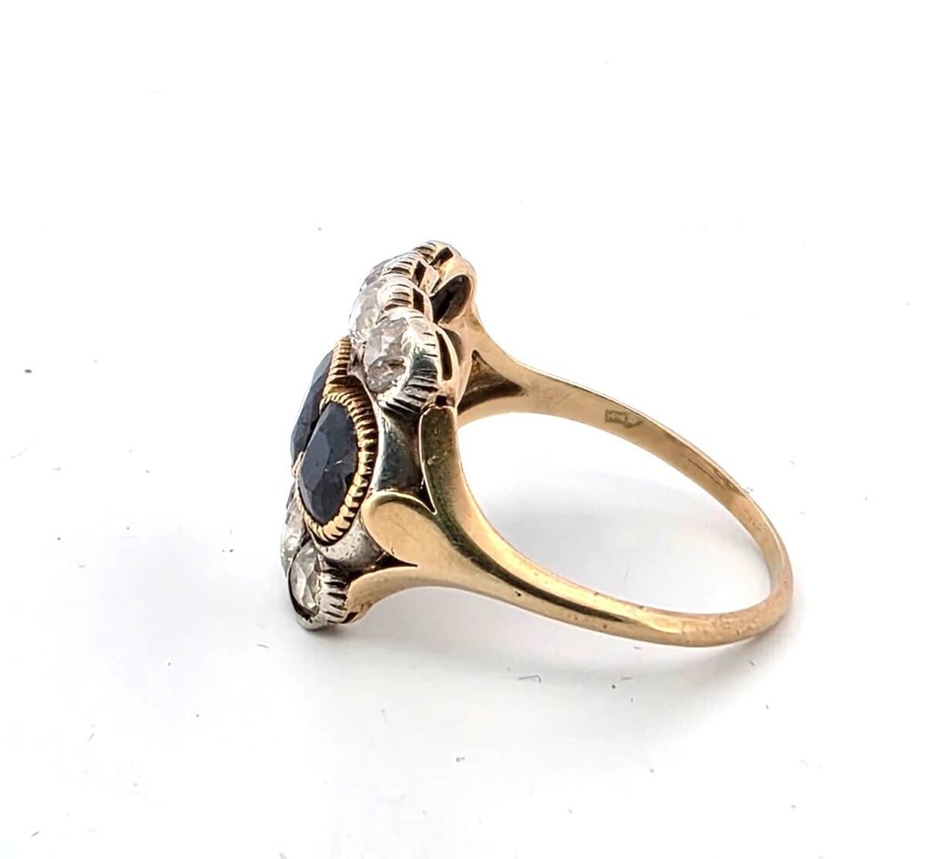 Δαχτυλίδι - 18 καράτια Κίτρινο χρυσό Ζαφείρι - Διαμάντι #4.3