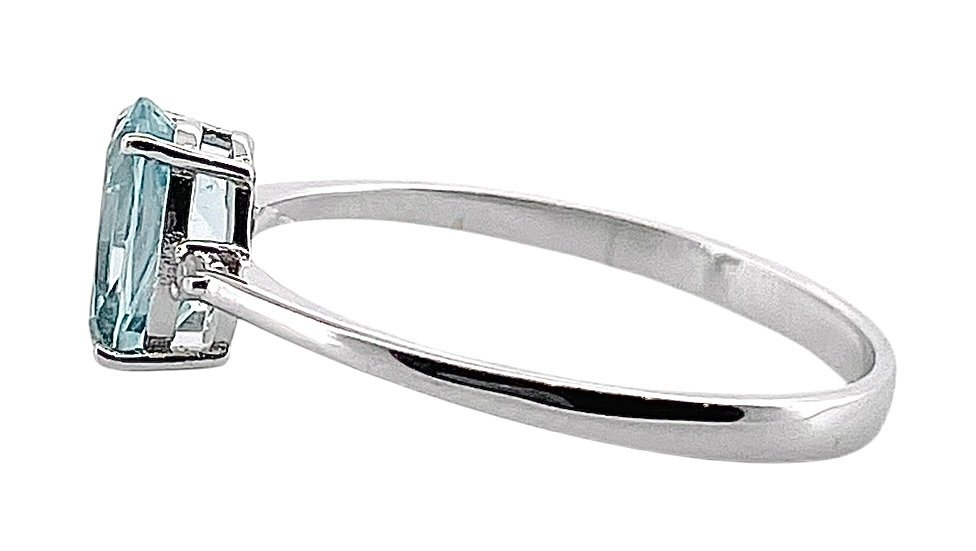 Utan reservationspris - Ring - 18 kt Vittguld Akvamarin - Diamant #4.3