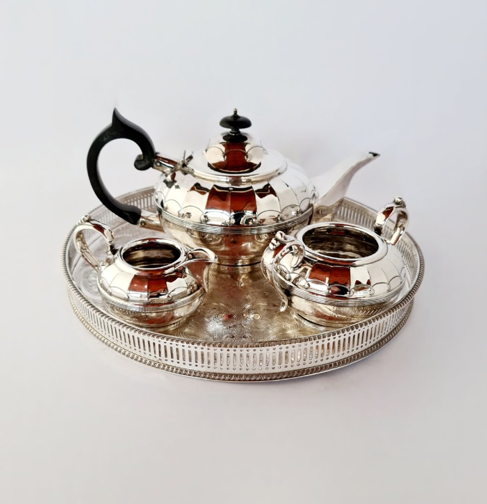 Zestaw śniadaniowy - Elegant Victorian Silver-Plated Breakfast Set - Posrebrzany #1.0
