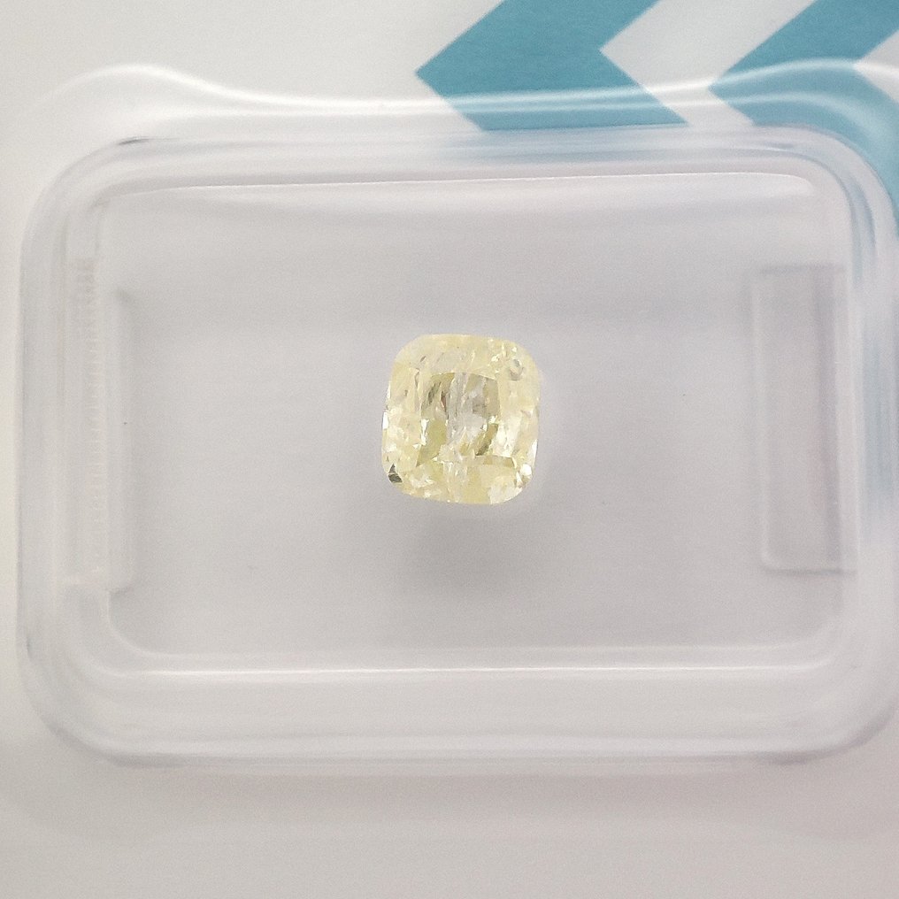 没有保留价 - 1 pcs 钻石 (天然色彩的) - 1.01 ct - 枕形 - Fancy 黄色 - I2 内含二级 - 国际宝石研究院(IGI) #1.0