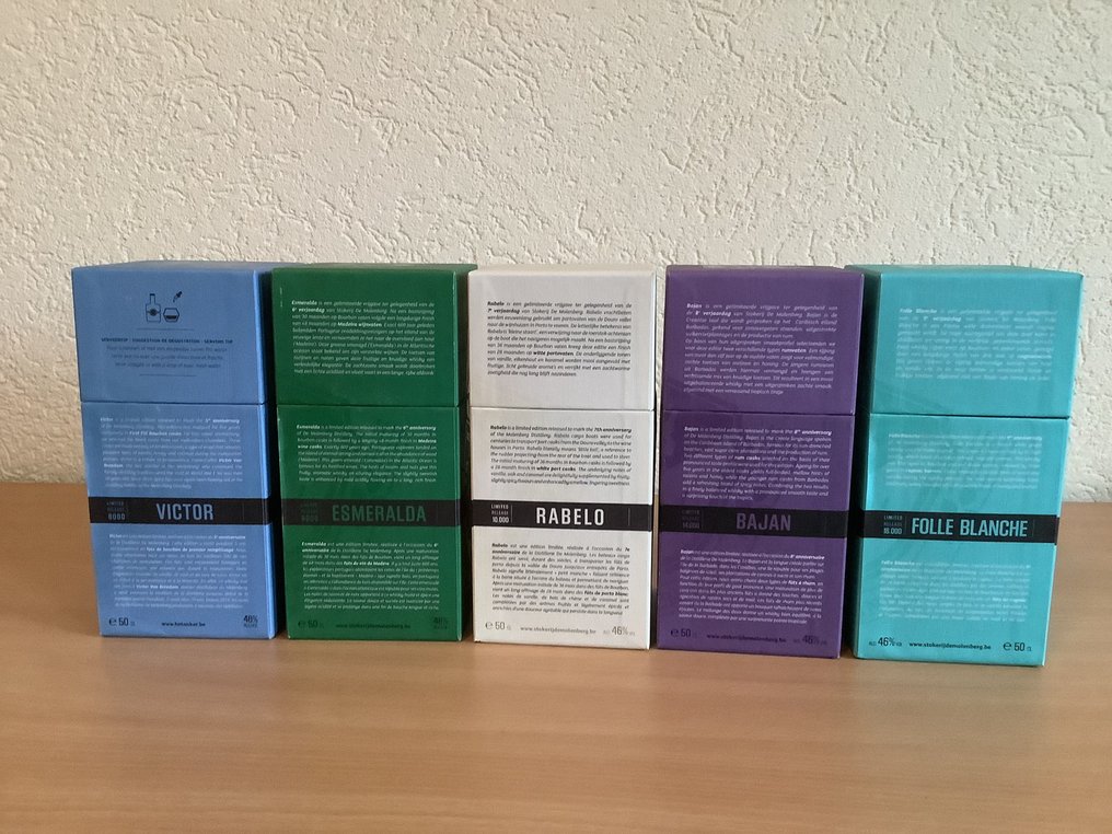 Gouden Carolus - Victor, Esmeralda, Rabelo, Bajan & Folle Blanche - 5th-9th Anniversary Edition 2018-2022 - Stokerij De Molenberg  - 50cl - 5 bottles #4.3